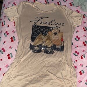 Fashion Graphic Beige Women's Top